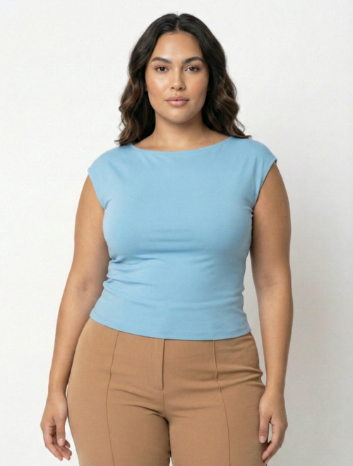 Blusa Manga Corta Espalda Descubierta