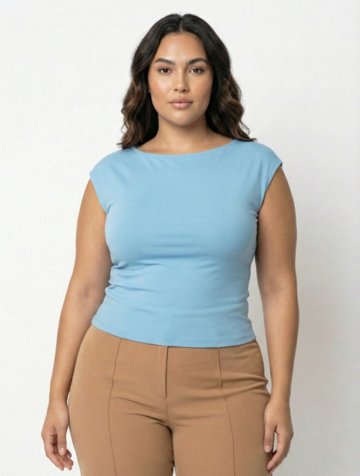 Blusa Manga Corta Espalda Descubierta