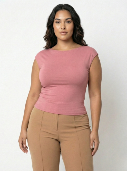 Blusa Manga Corta Espalda Descubierta