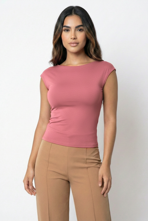 Blusa Manga Corta Espalda Descubierta