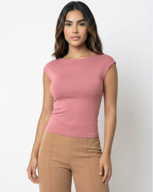 Blusa Manga Corta Espalda Descubierta