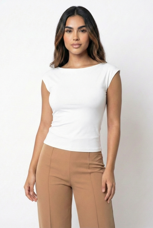Blusa Manga Corta Espalda Descubierta