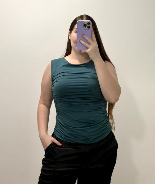 Blusa Manga Sisa Recogido Lateral Plus