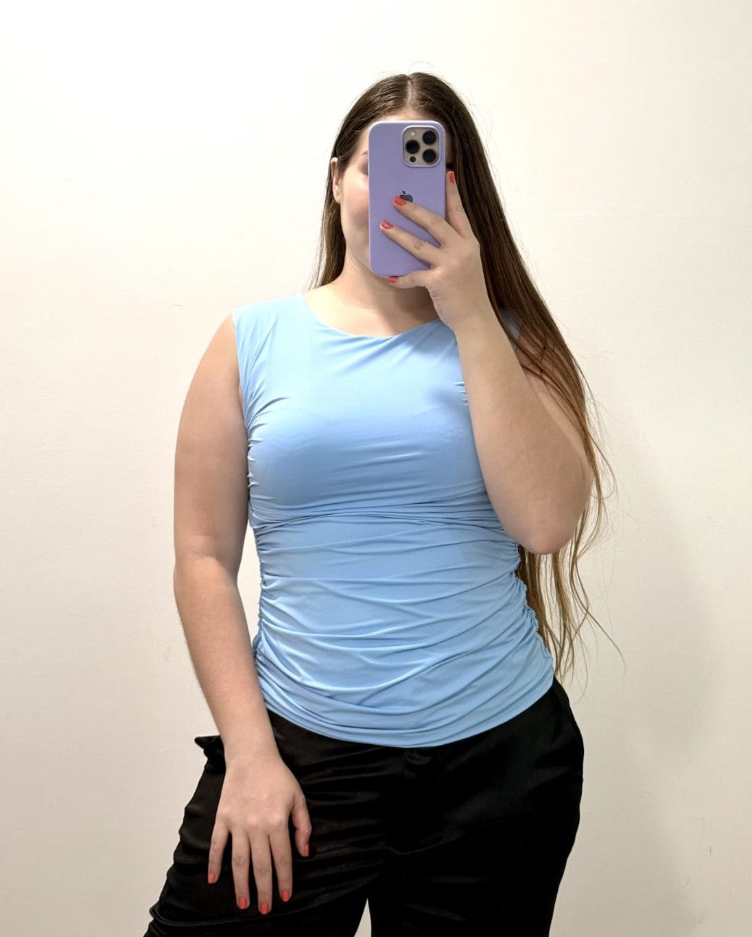 Blusa Manga Sisa Recogido Lateral Plus