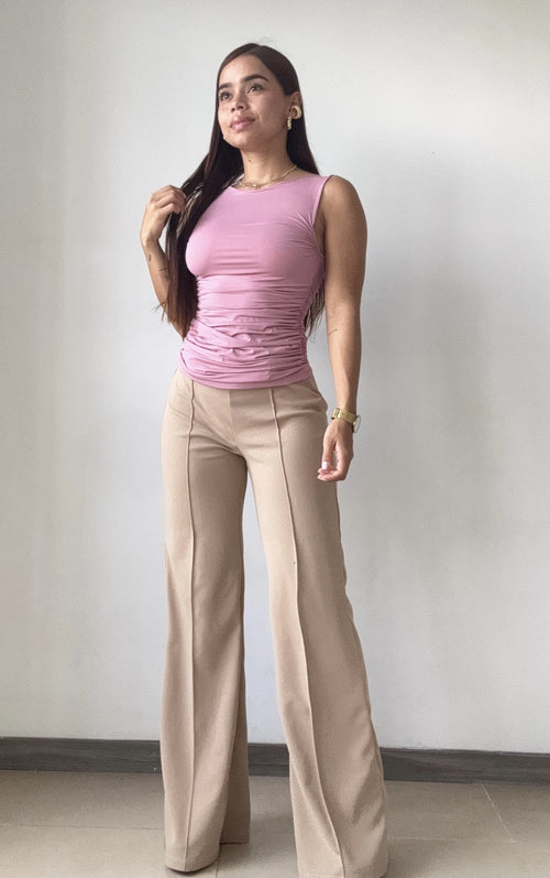 Blusa Manga Sisa Con Recogido Lateral