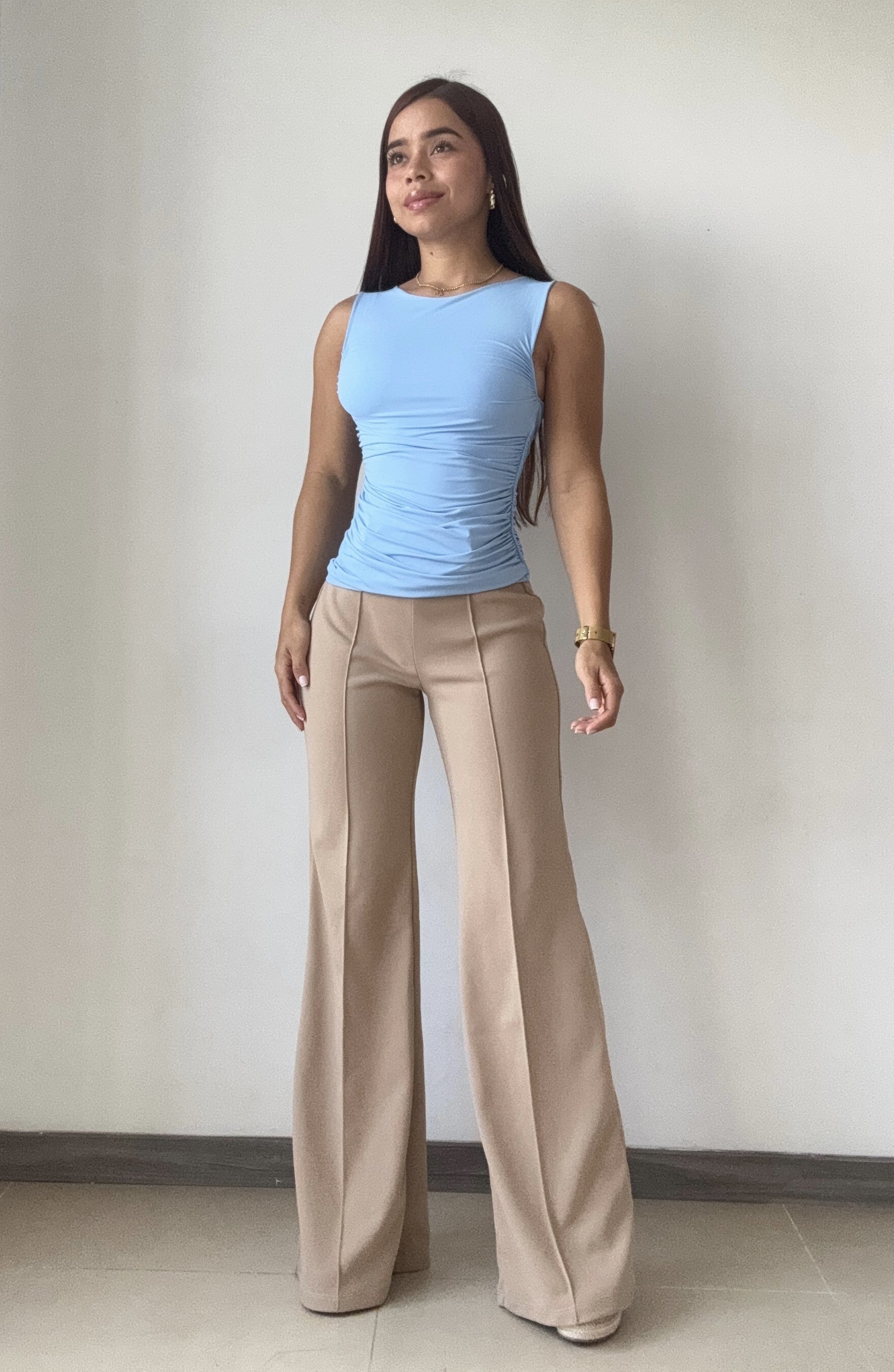 Blusa Manga Sisa Con Recogido Lateral