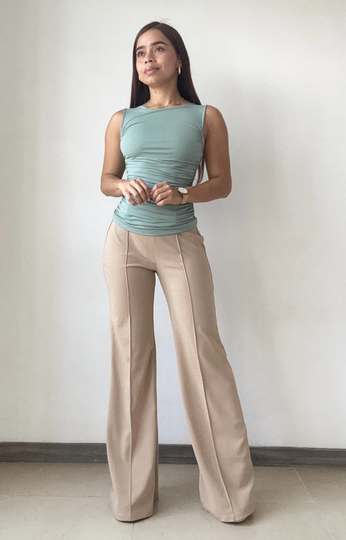 Blusa Manga Sisa Con Recogido Lateral