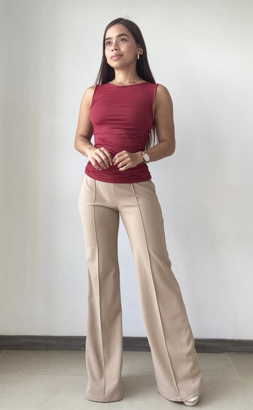 Blusa Manga Sisa Con Recogido Lateral