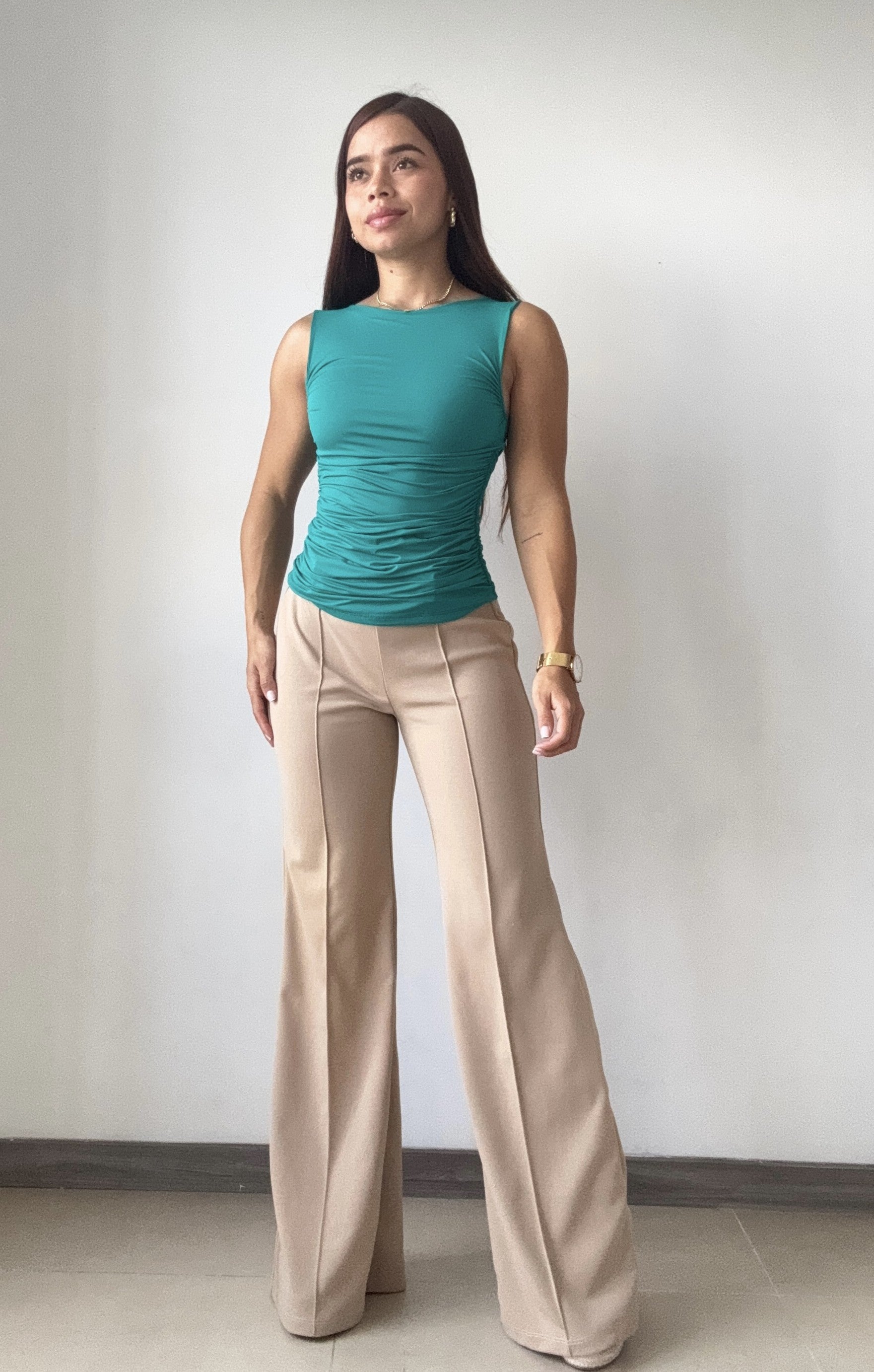 Blusa Manga Sisa Con Recogido Lateral