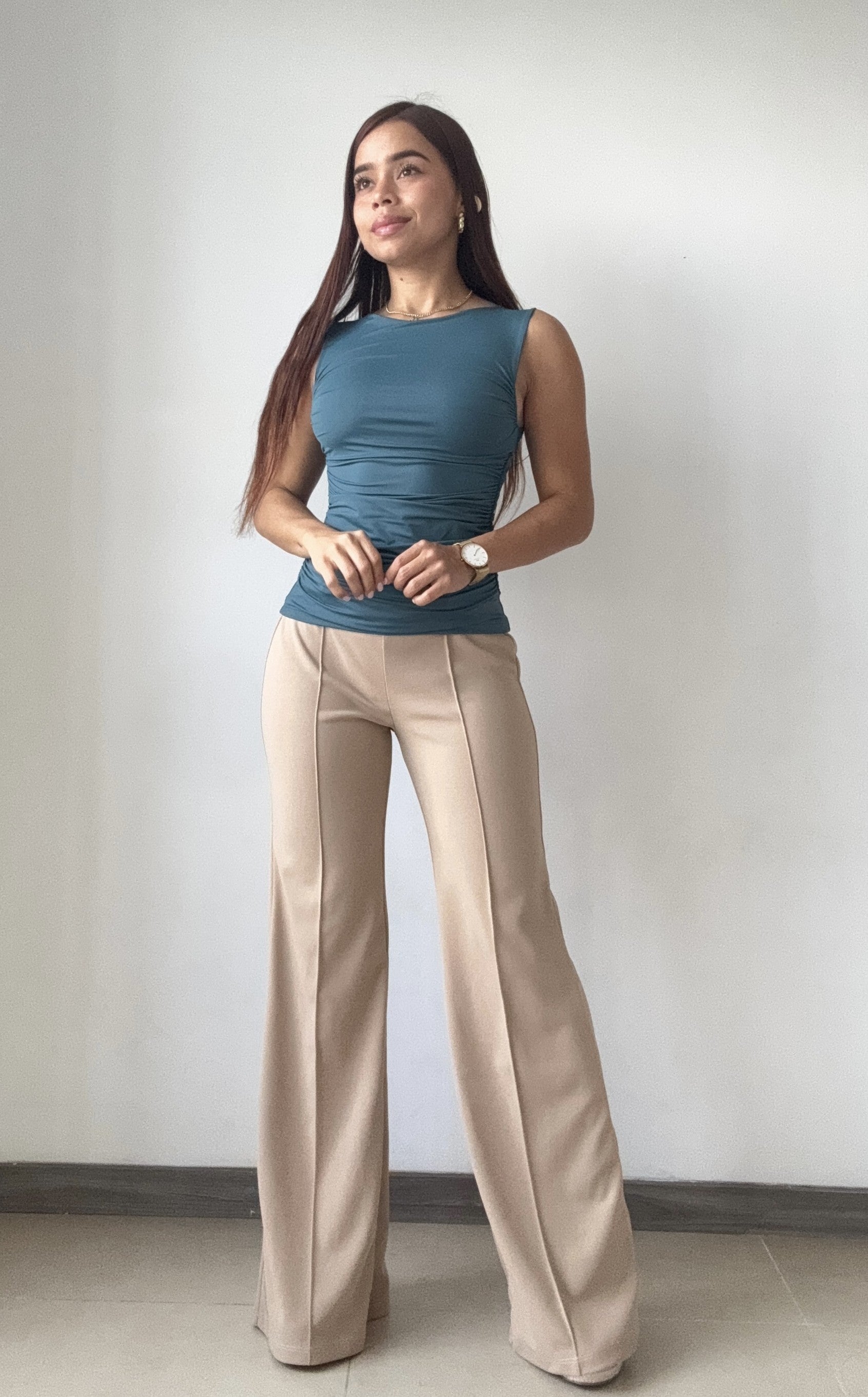 Blusa Manga Sisa Con Recogido Lateral