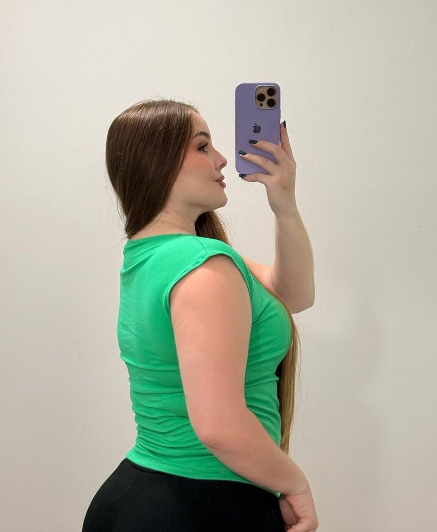 Blusa Manga Sisa Resorte Laterales Plus