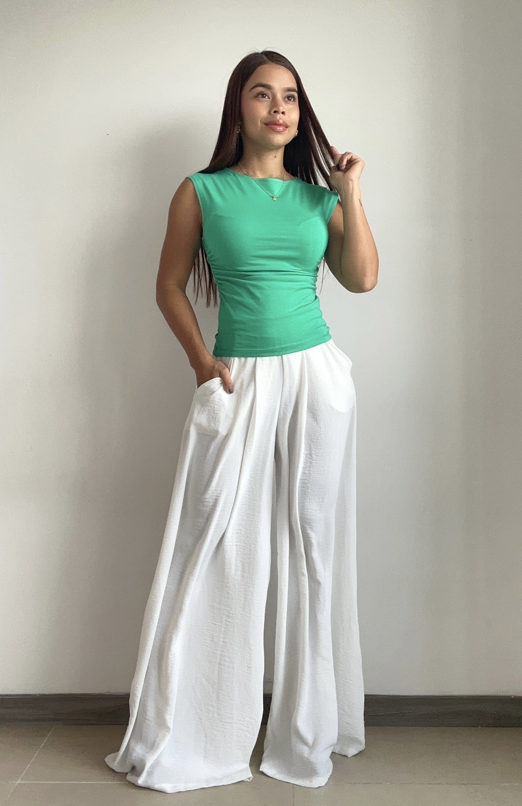 Blusa Manga Sisa Resorte Laterales