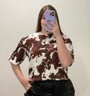 Blusa Manga Corta Estampada Talla Plus