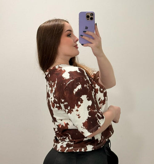 Blusa Manga Corta Estampada Talla Plus