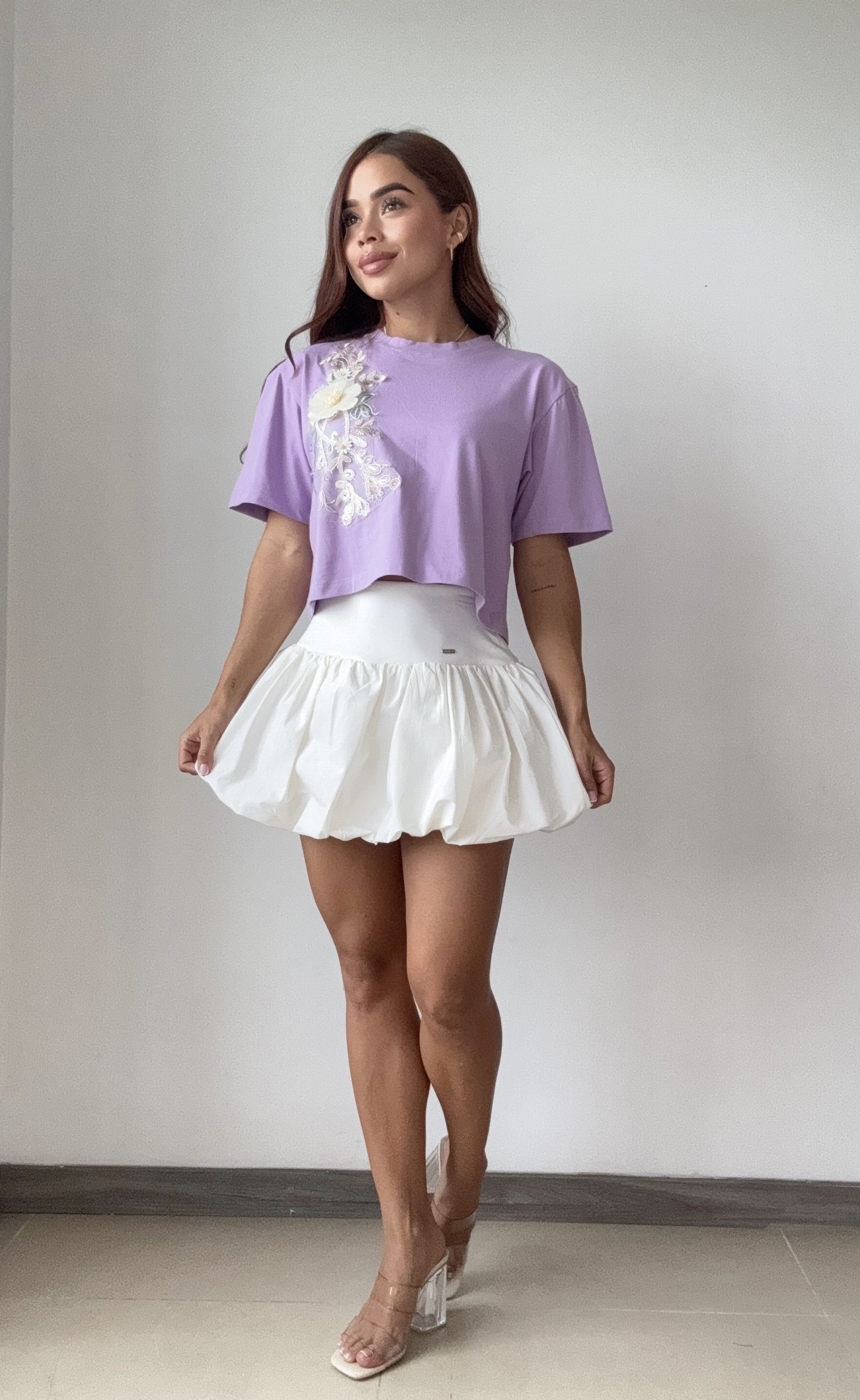 Camiseta Corta Con Aplique