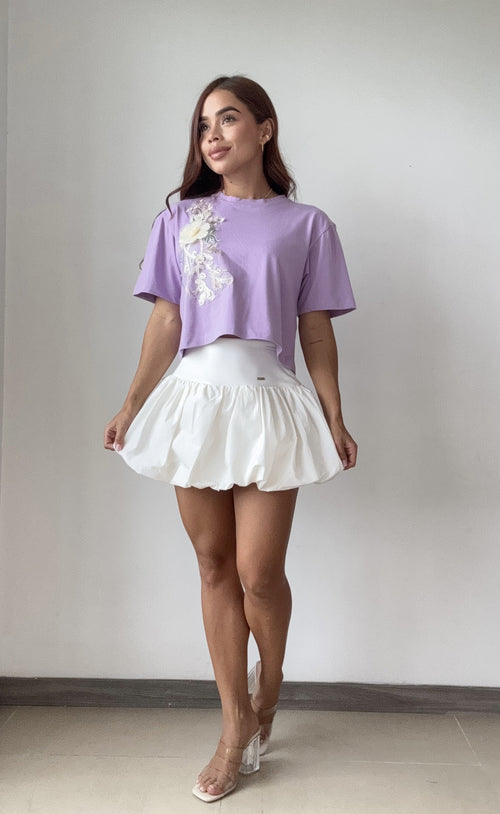 Camiseta Corta Con Aplique