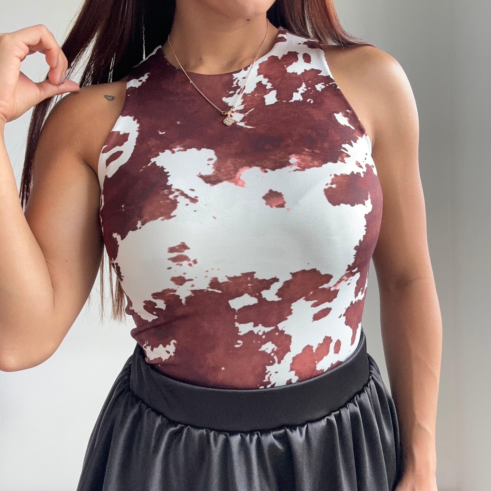 Body Cuello Alto Estampado Manga Sisa