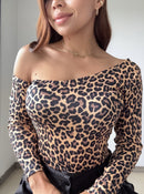 Body Asimetrica Manga Larga Est Print