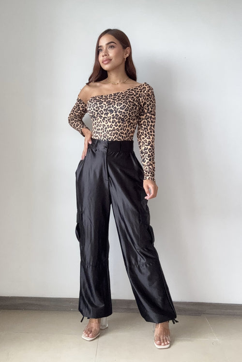 Body Asimetrica Manga Larga Est Print