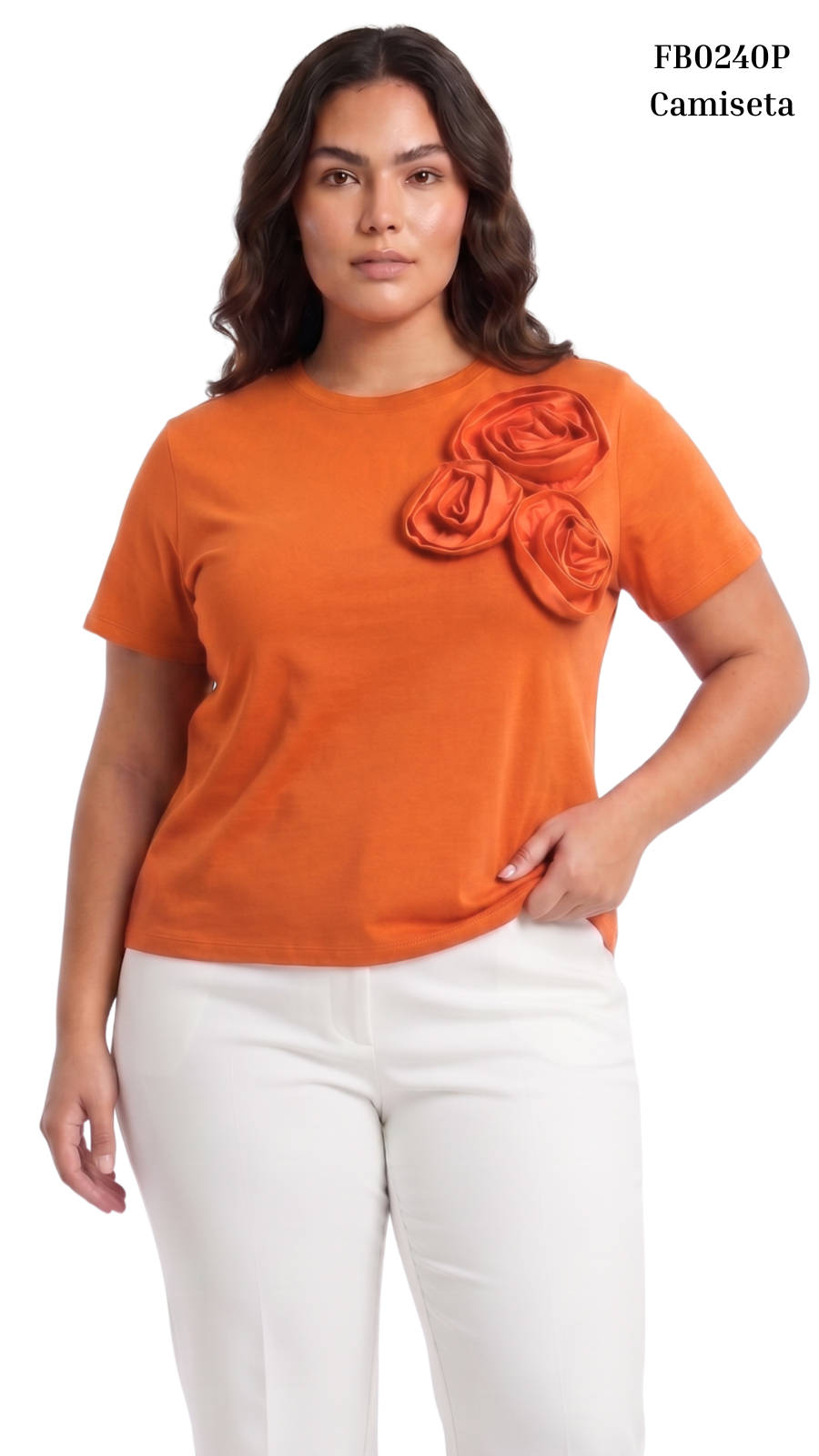 Camiseta Manga Corta Con Flores 3D Plus