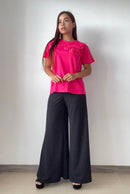 Camiseta Manga Corta Con Flores En 3D