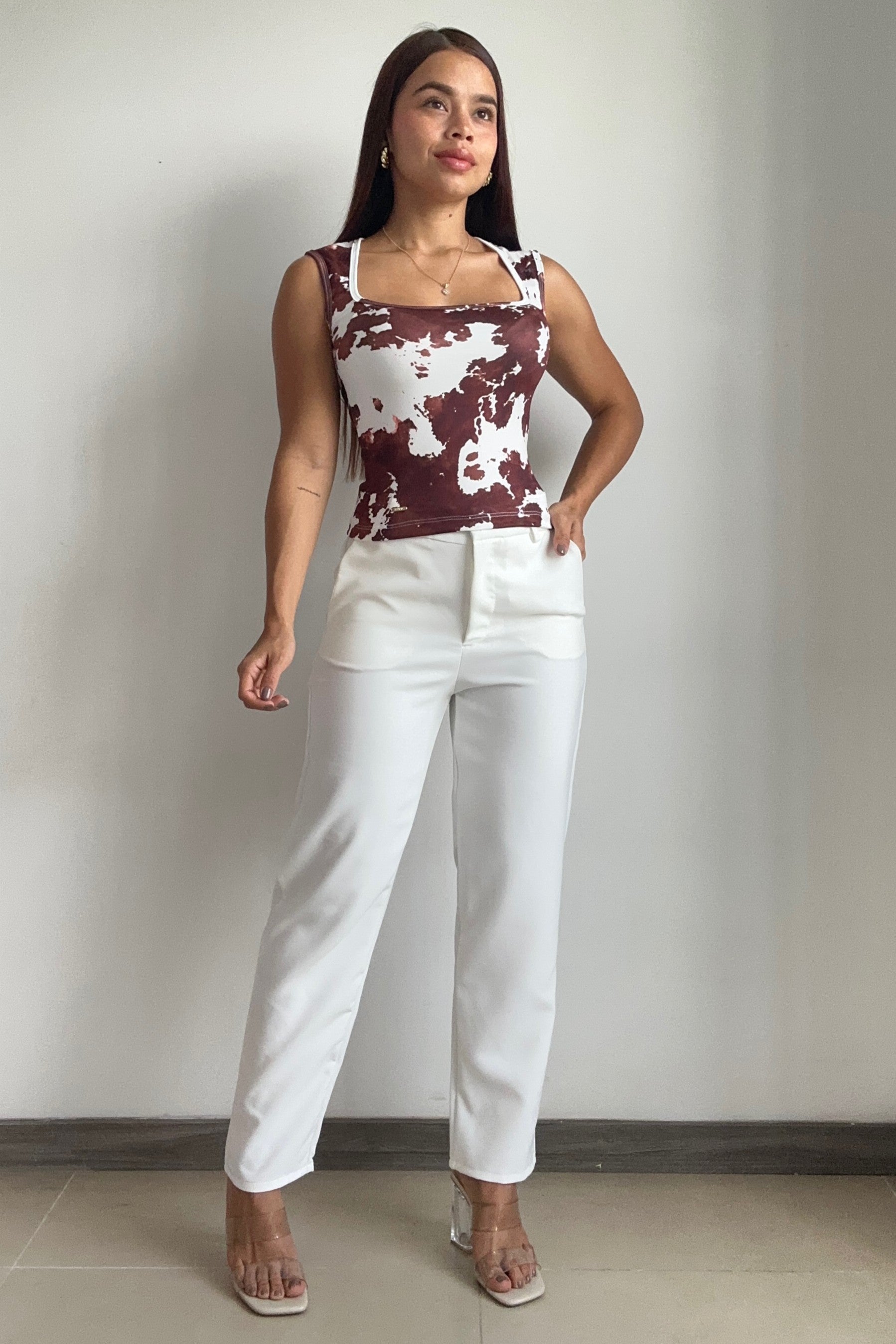 Blusa Manga Sisa Cuello Escote Cuadrado