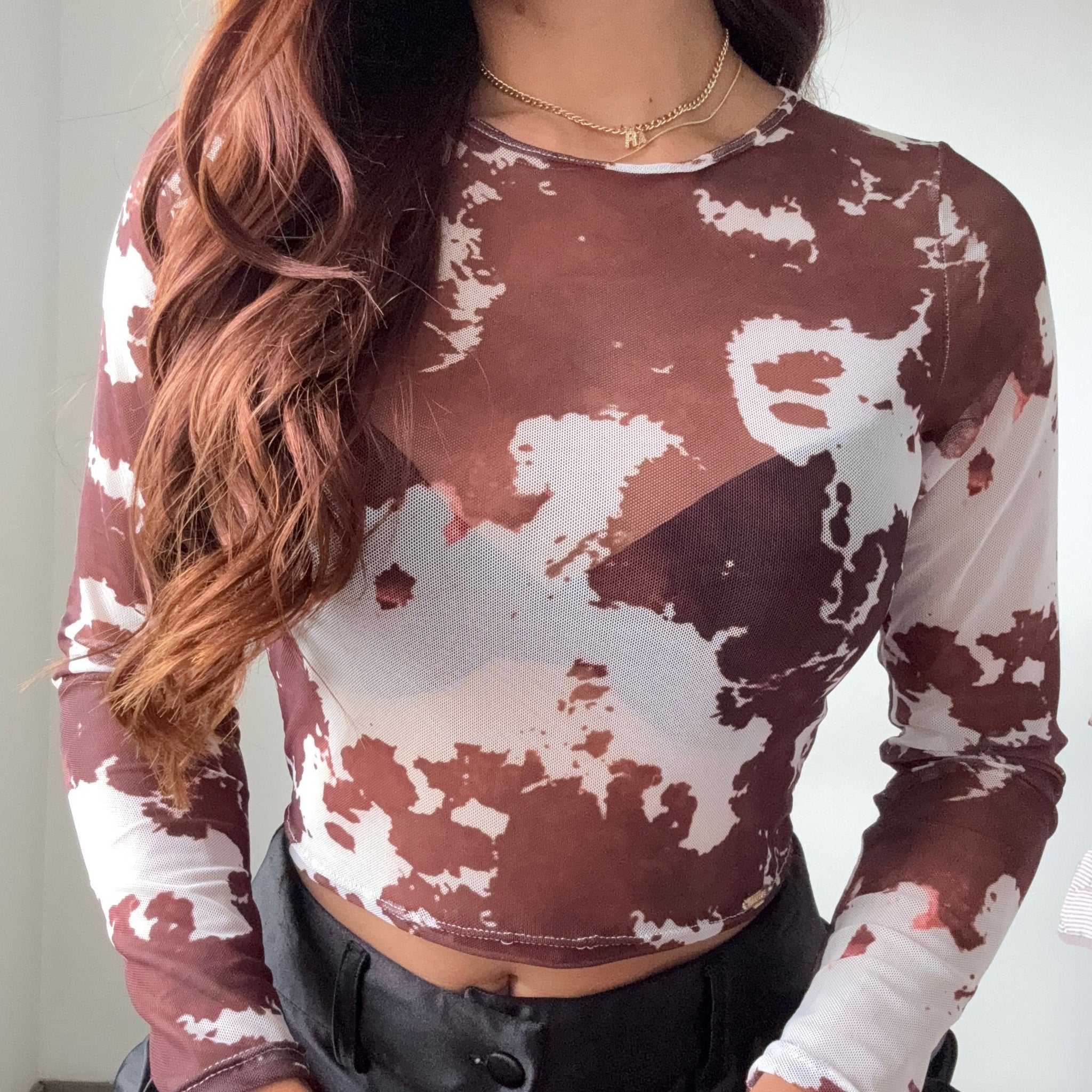 Blusa Corta Mayatex Estampad Manga Larga
