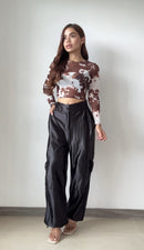 Blusa Corta Mayatex Estampad Manga Larga