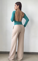 Blusa Manga Larga Escote Profundo Espald