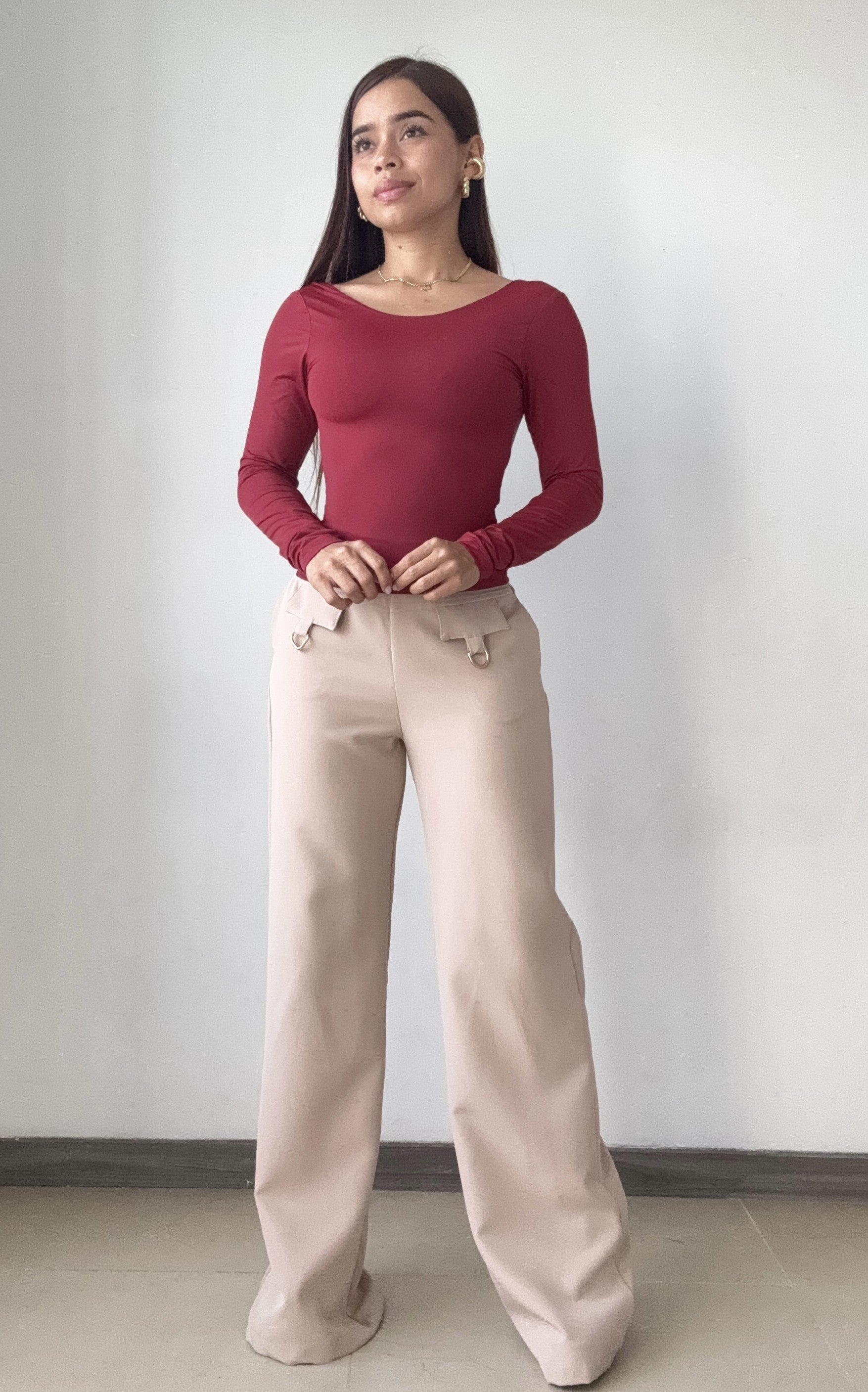 Blusa Manga Larga Escote Profundo Espald