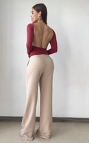 Blusa Manga Larga Escote Profundo Espald