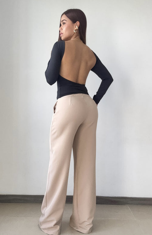 Blusa Manga Larga Escote Profundo Espald