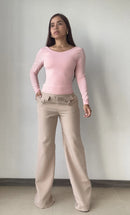 Blusa Manga Larga Escote Profundo Espald