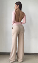 Blusa Manga Larga Escote Profundo Espald