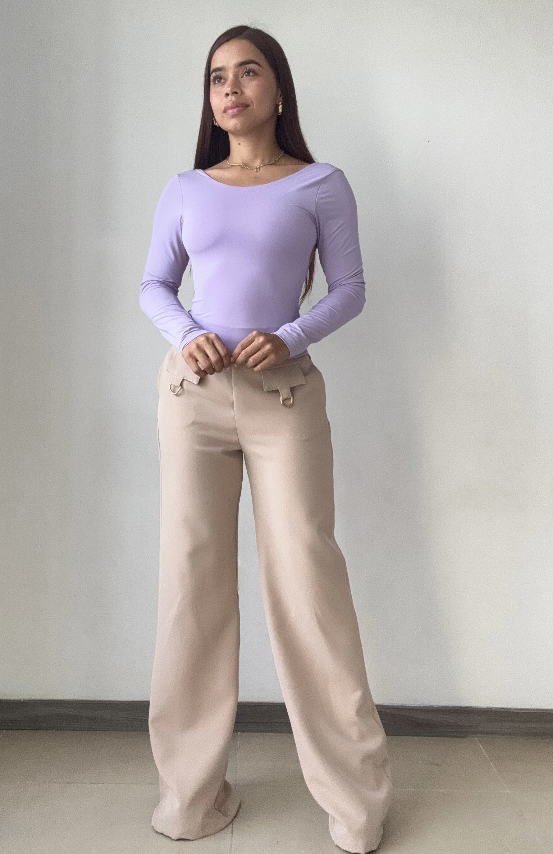 Blusa Manga Larga Escote Profundo Espald