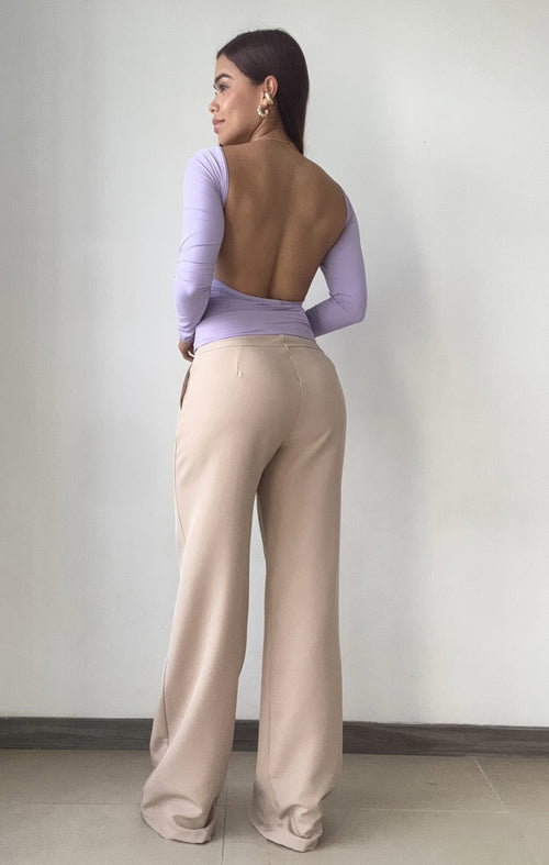 Blusa Manga Larga Escote Profundo Espald