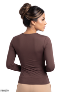 Blusa Manga Larga Cuello En V Zurcido