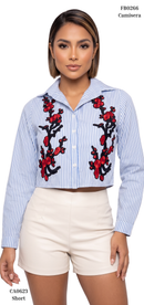Camisera Manga Larga Rayas Aplique Flore