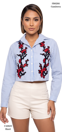 Camisera Manga Larga Rayas Aplique Flore