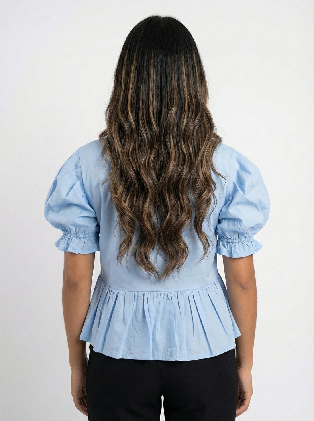 Blusa Manga Corta Con Volantes Amarrar