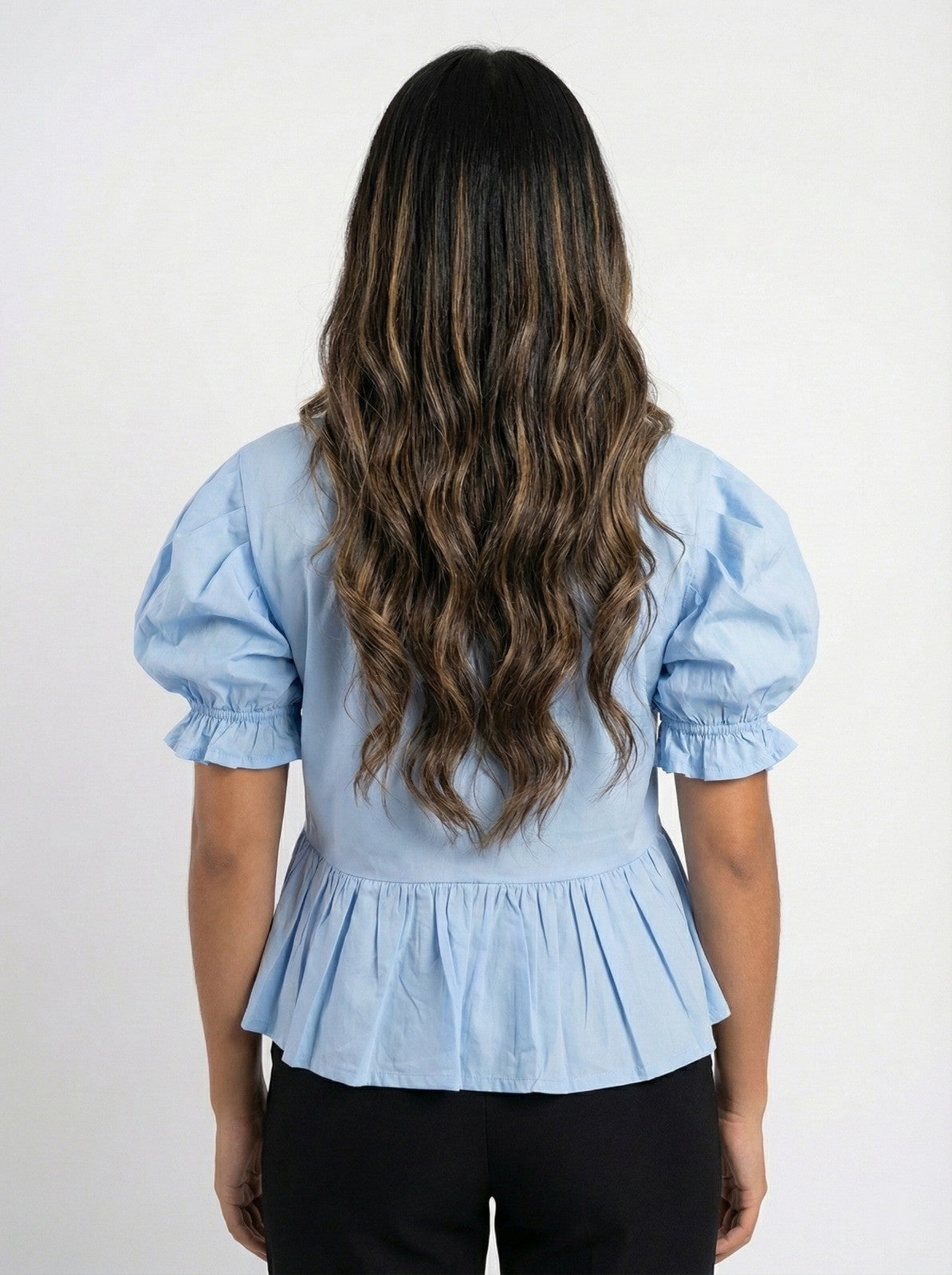 Blusa Manga Corta Con Volantes Amarrar