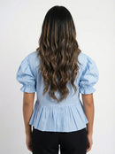 Blusa Manga Corta Con Volantes Amarrar