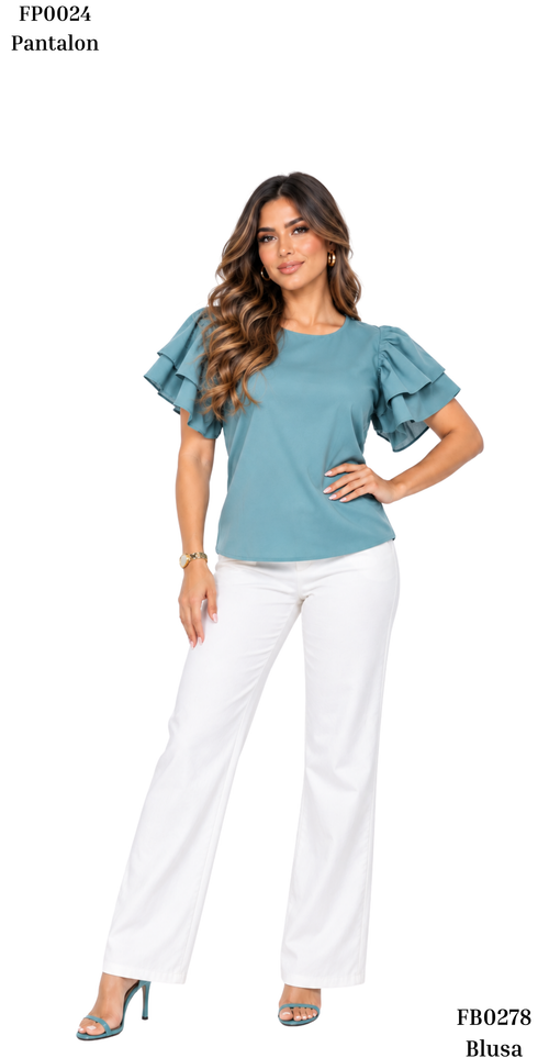 Blusa Cuello Redondo Manga Bolero