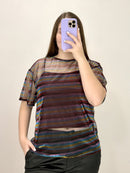 Blusa Estilo Oversize Larga Manga Corta