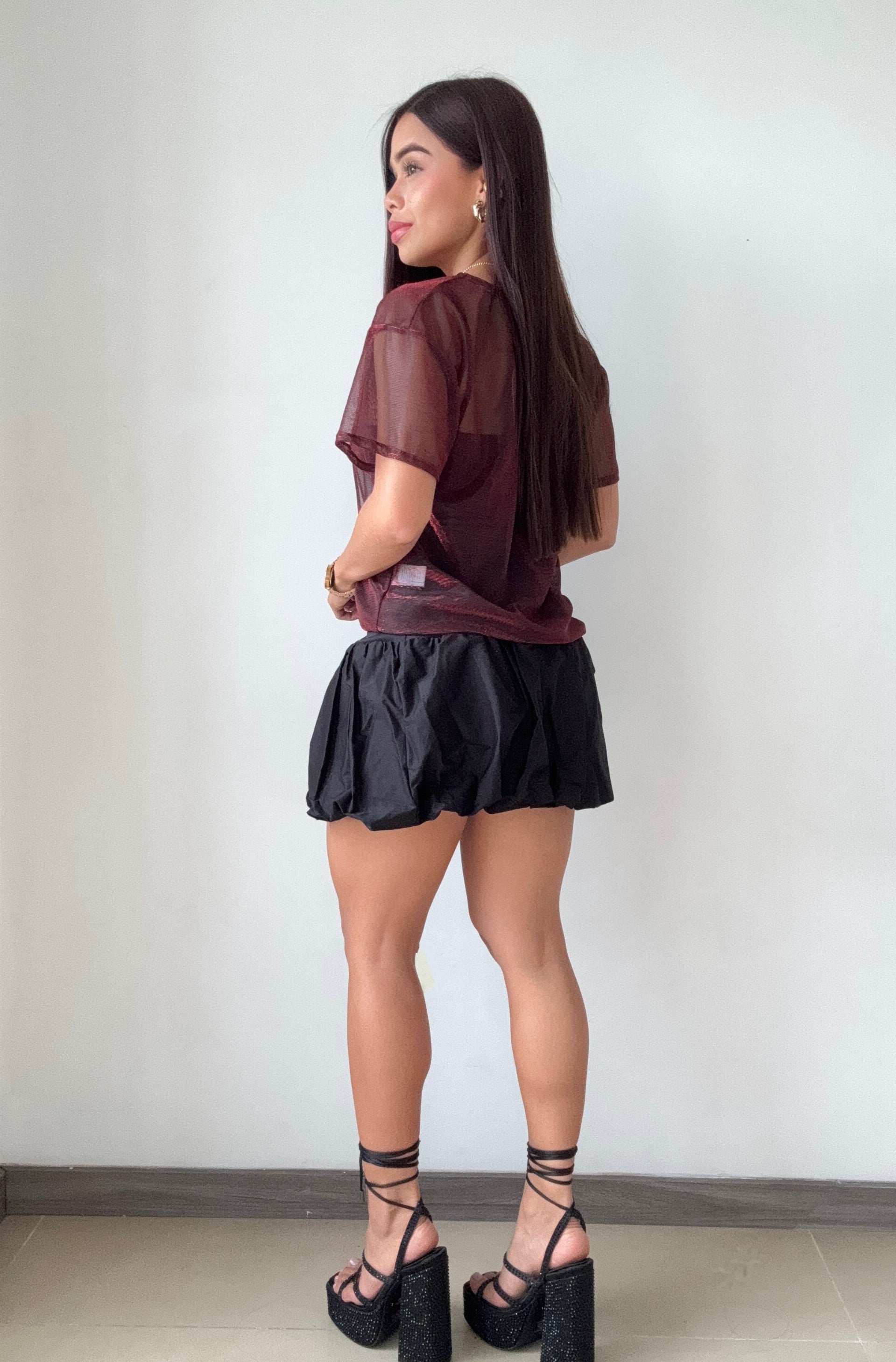 Blusa Estilo Oversize Larga Manga Corta