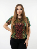 Blusa Manga Corta Cuello Redondo Lenteju