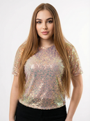 Blusa Manga Corta Cuello Redondo Lenteju