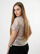 Blusa Manga Corta Cuello Redondo Lenteju