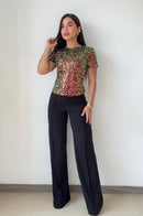 Blusa Manga Corta Cuello Redondo Lenteju