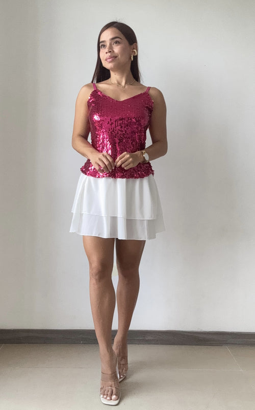 Blusa Tiras Cuello V Lentejuelas